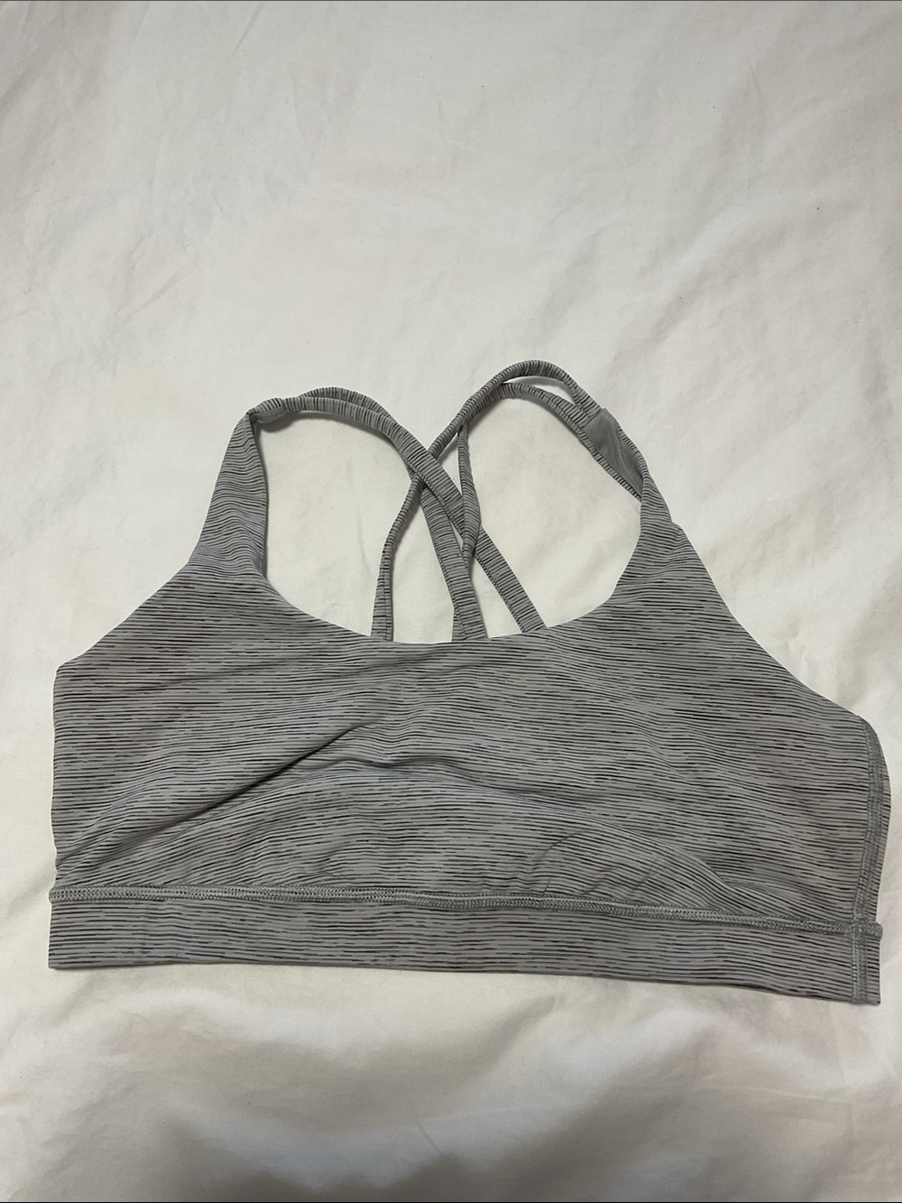 Lululemon Energy Bra, Size 10
Grey/black stripe